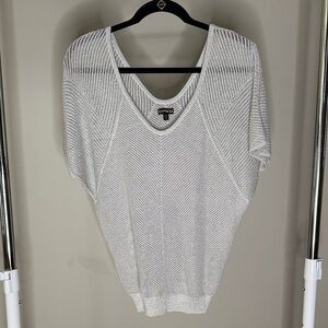 Express Grey Sparkle Knit Rounded V-Neck Top